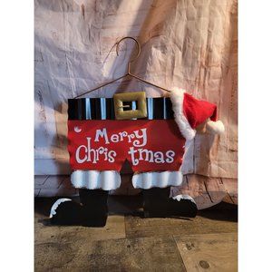 Metal Merry Christmas santa pants hat xmas sign decor